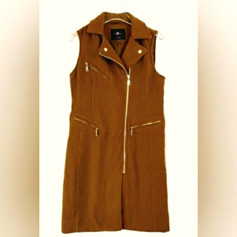 7 FOR ALL MANKIND | SLEEVELESS MID-LENGTH MOTO VEST/JACKET | MEDIUM